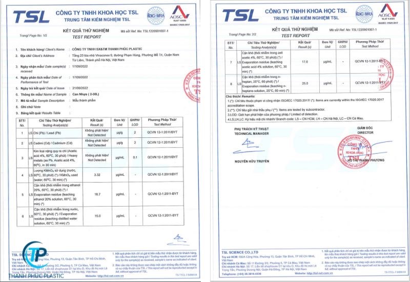 Thanh Phúc đạt chứng nhận chuẩn chất lượng TSL