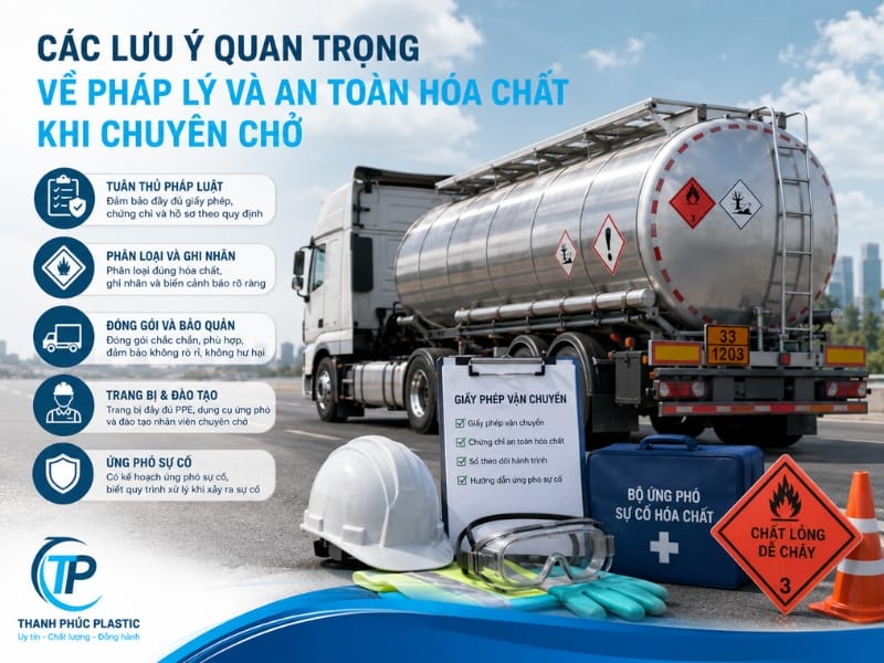 Các lưu ý quan trọng về pháp lý và an toàn hóa chất khi chuyên chở Các lưu ý quan trọng về pháp lý và an toàn hóa chất khi chuyên chở