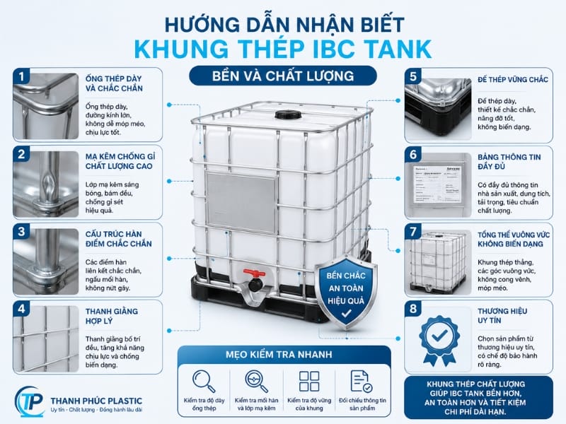 Hướng dẫn nhận biết khung thép IBC Tank bền và chất lượng Hướng dẫn nhận biết khung thép IBC Tank bền và chất lượng
