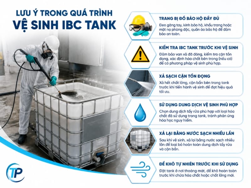 Lưu ý trong quá trình vệ sinh IBC Tank Lưu ý trong quá trình vệ sinh IBC Tank